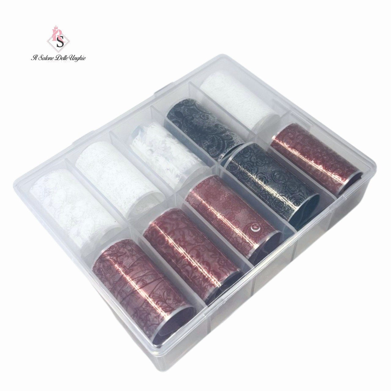 Foil Pizzo 01 per Nail Art – Decorazioni Sottili in Box da 10 Rotoli